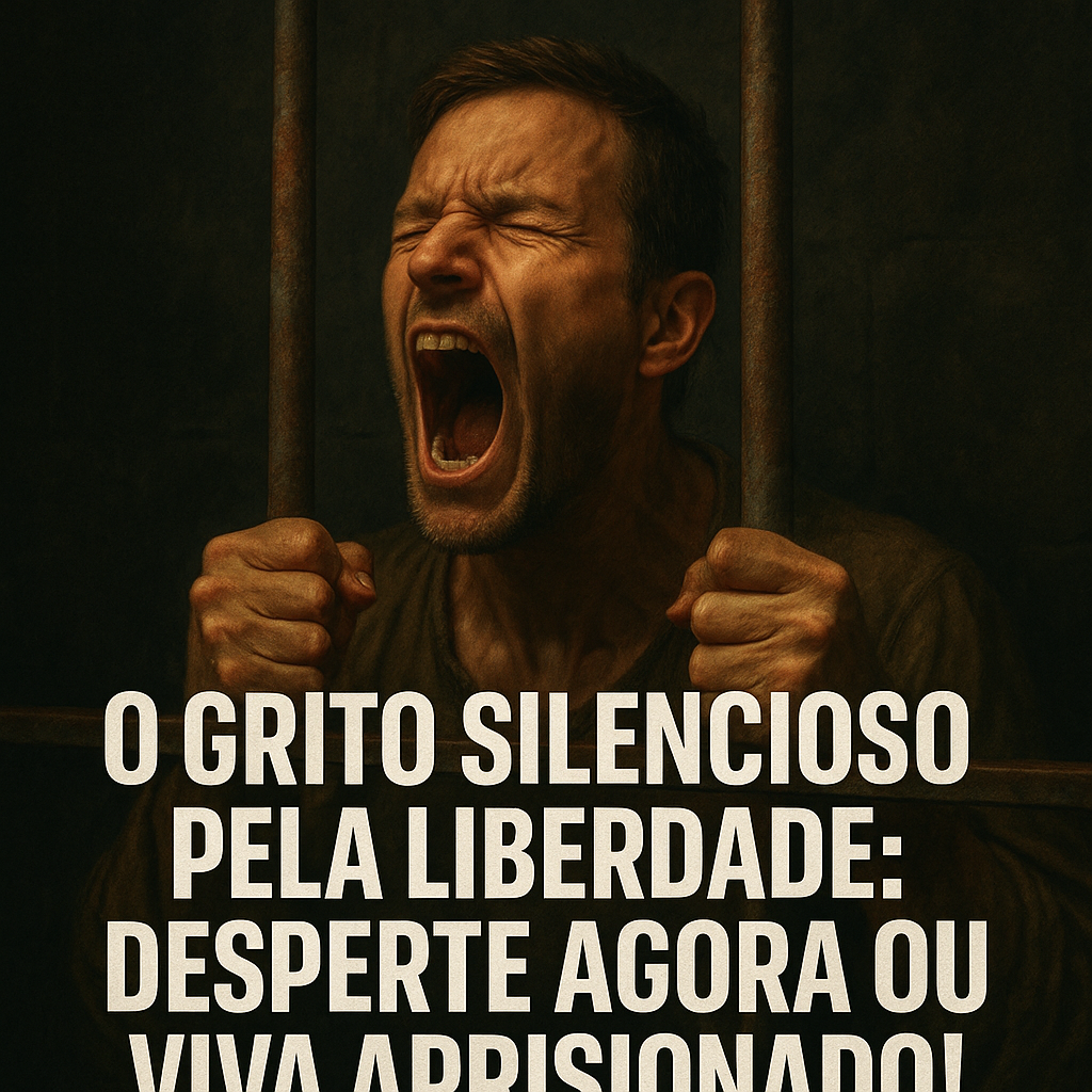 Homem gritando atrás das grades simbolizando o grito silencioso por liberdade